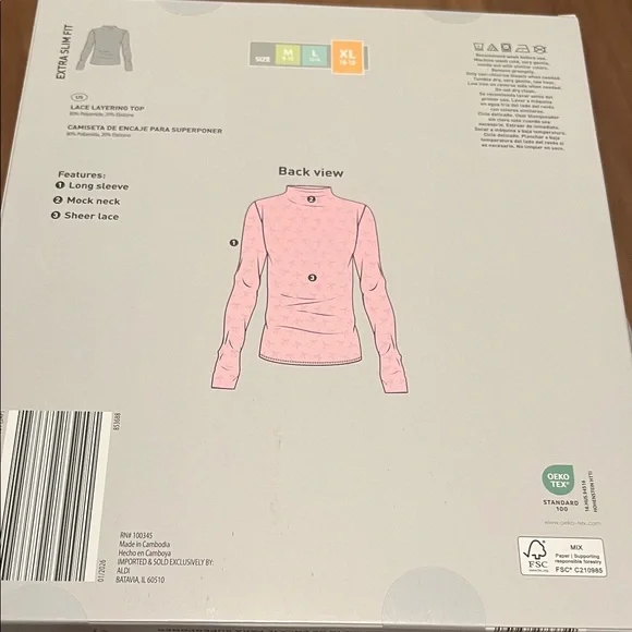 1550 **Pink Lace Mesh Tide-Bow Layering Top - Picture 5 of 10